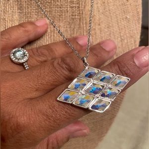 Bejeweled Necklace, Rhodium Plating